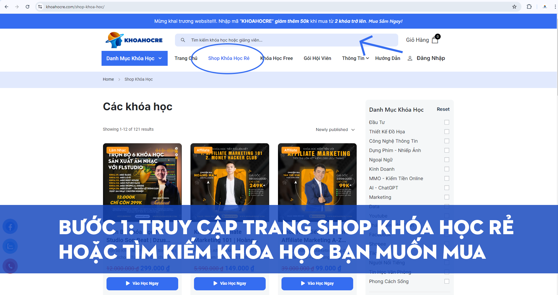 Truy Cập Trang Shop Khóa Học Rẻ