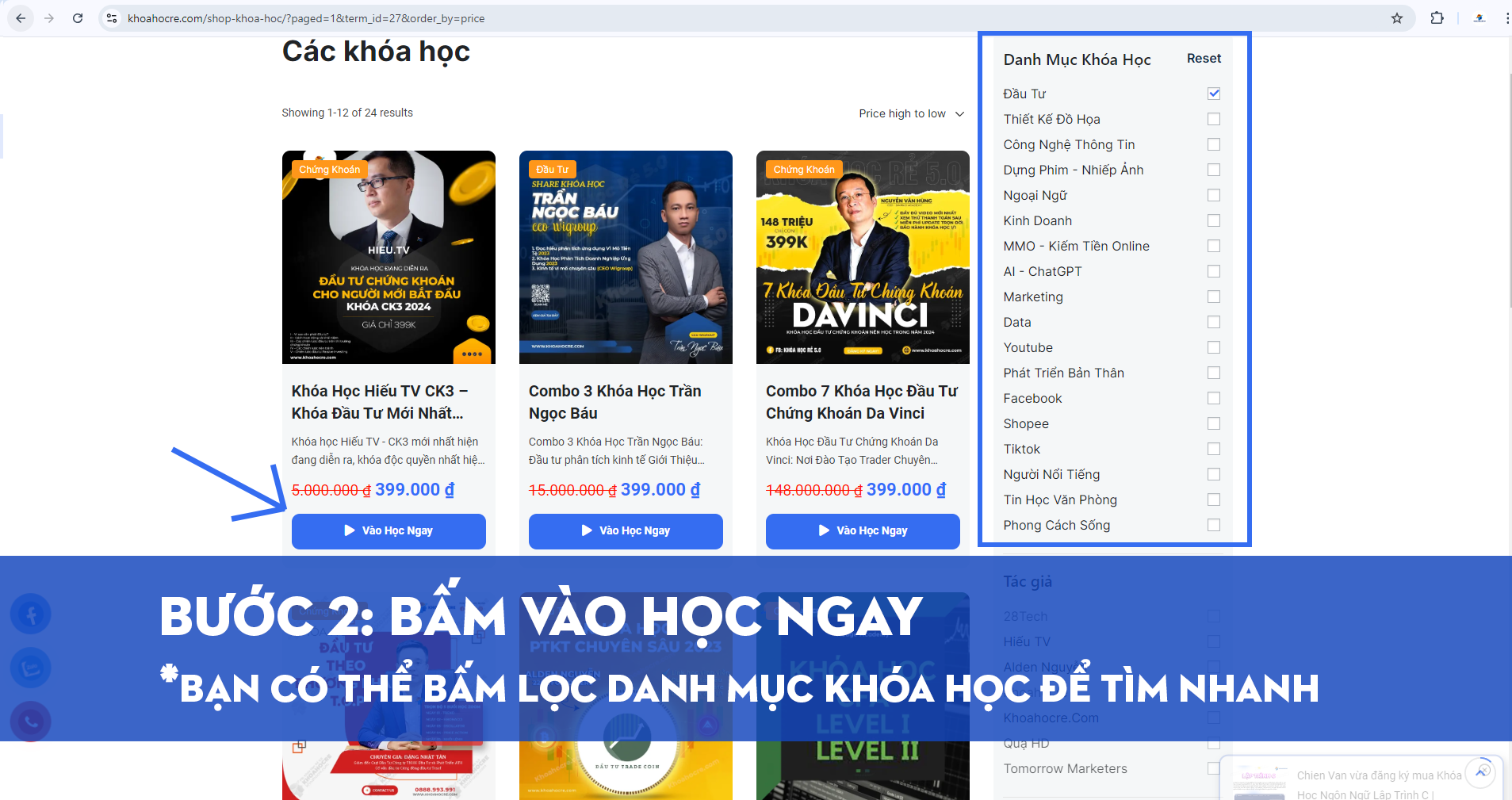 Bấm Thêm Vào Ngay- Hướng Dẫn Mua Khóa Học