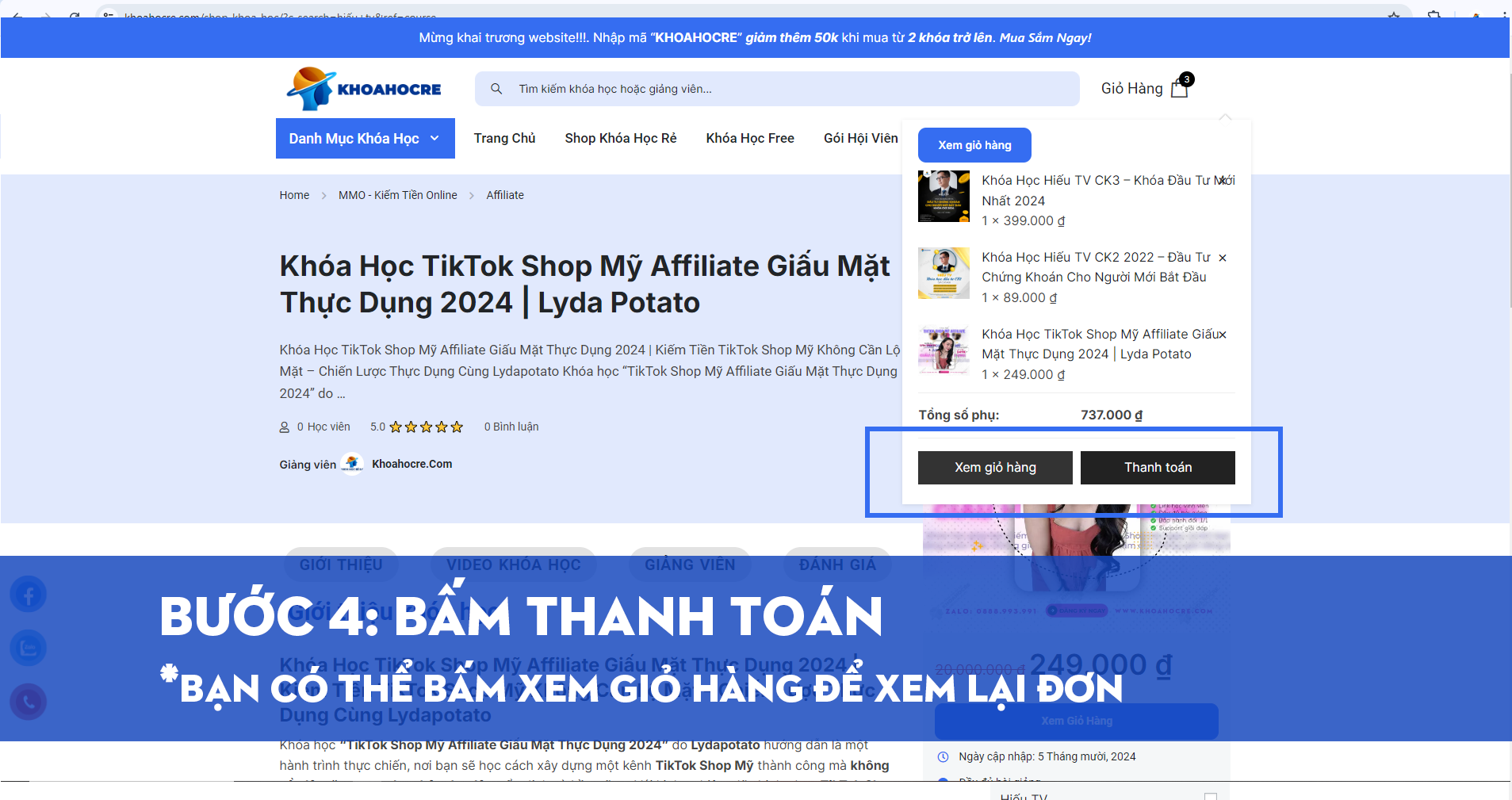 Bấm Thanh Toán - Hướng Dẫn Mua Khóa Học