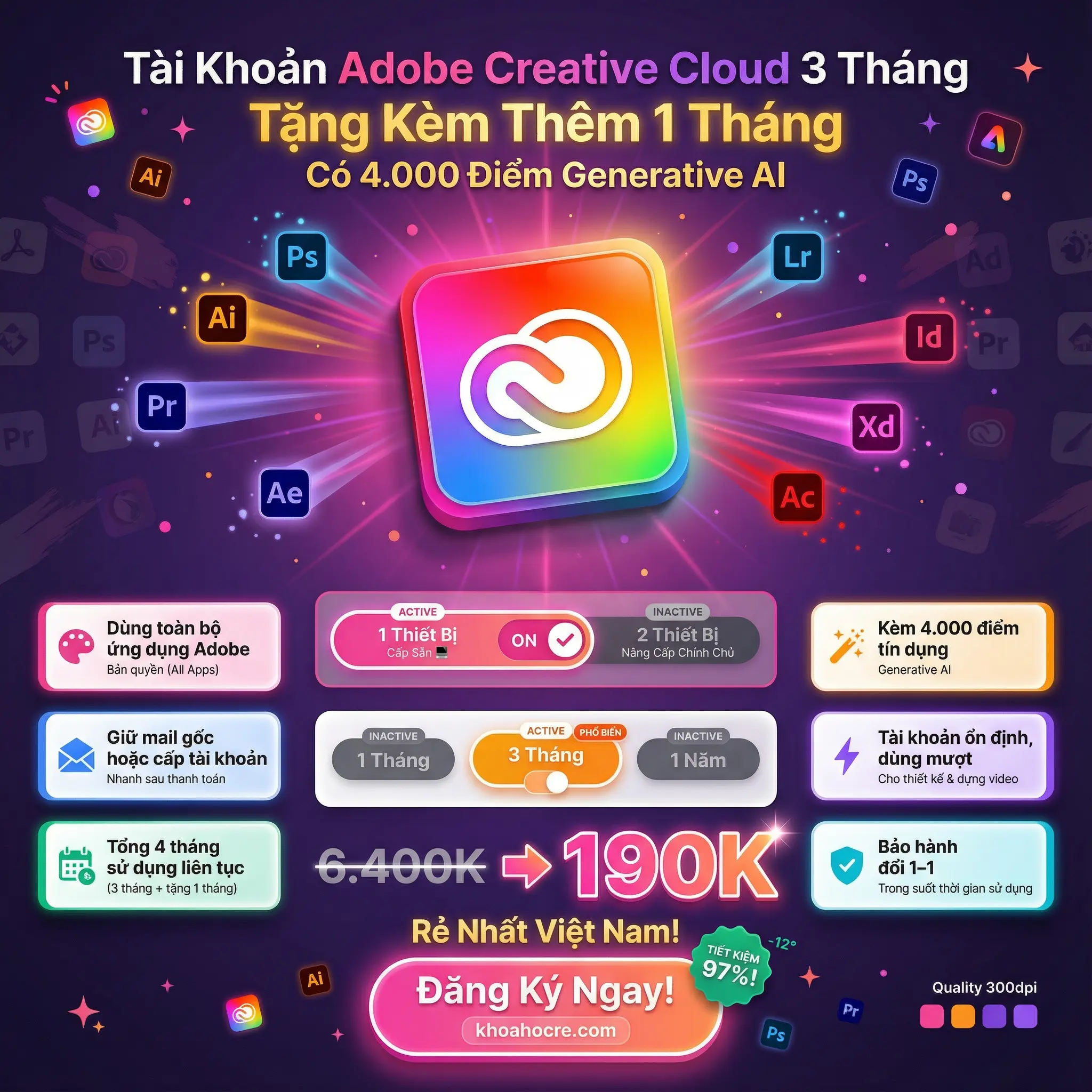 Gói Adobe Creative Cloud All Apps 3 Tháng – 1 Thiết Bị