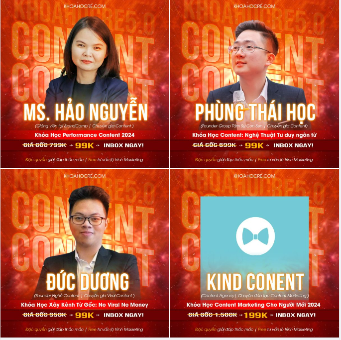 Full Trọn bộ 4 khóa Content Hay Nhất