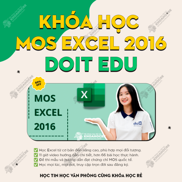 Khóa Học MOS Excel 2016 DOIT | Mới Nhất 2025