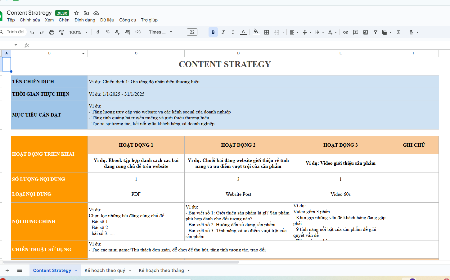 Template Marketing thực chiến 2025 2