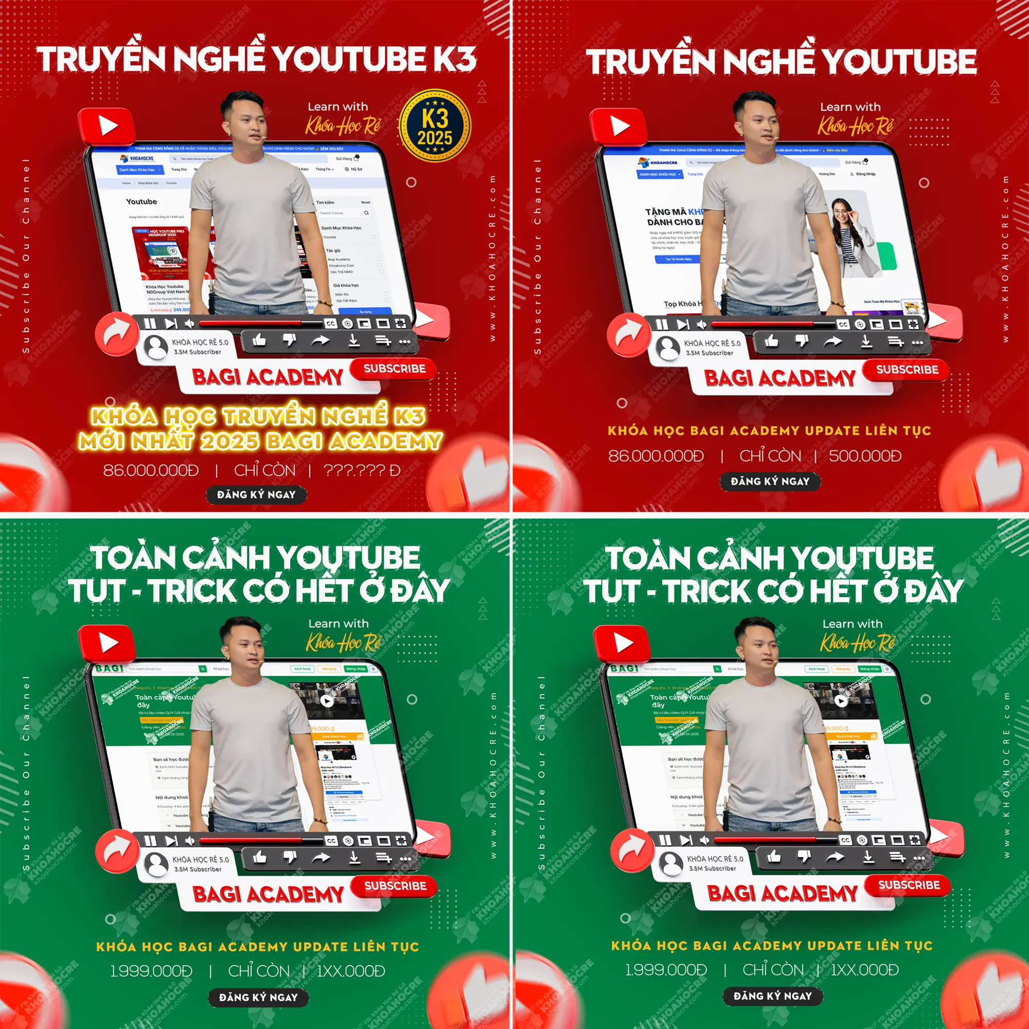 Combo 3 Khóa Truyền Nghề K1 K2 K3, xây kênh AI & Tut, Trick - Đầy đủ nhất tại Bagi Academy