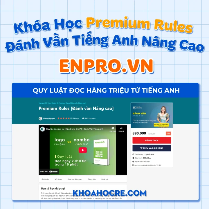 Khóa Học Đánh Vần Tiếng Anh Nâng Cao (Premium Rules) - ENPRO