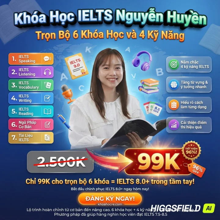 Khóa Học IELTS Nguyễn Huyền – Trọn Bộ 6 Khóa Học & 4 Kỹ Năng Khóa Học IELTS Nguyễn Huyền - Trọn Bộ 6 Khóa Học & 4 Kỹ Năng
