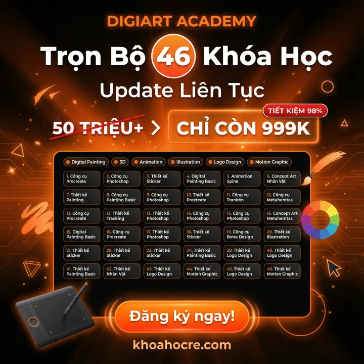 Trọn Bộ 46 Khóa Học Digiart Academy - Full Combo Đồ Họa Chuyên Nghiệp