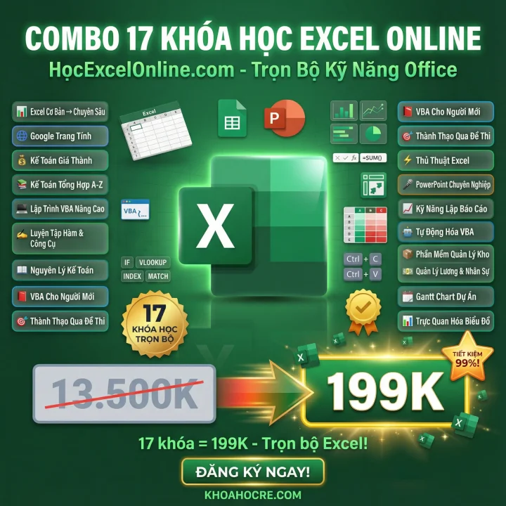 Trọn Bộ 17 Khóa Học Excel Của HocExcelOnline Mới Nhất