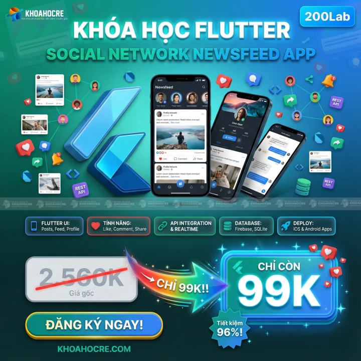 Khóa Học Flutter 200Lab – Social Network Newsfeed App (Xây Ứng Dụng Mạng Xã Hội) Khóa Học Flutter 200Lab - Social Network Newsfeed App (Xây Ứng Dụng Mạng Xã Hội)