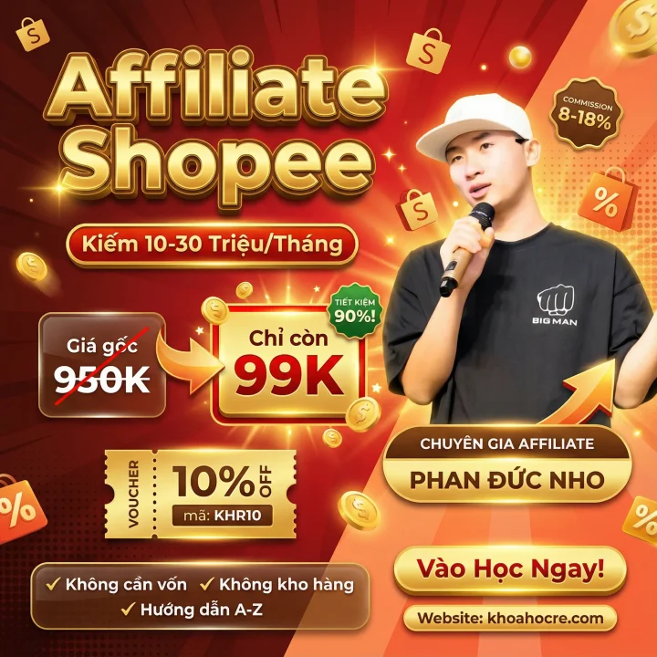 Khoá Học Affiliate Shopee Phan Đức Nho - Kiếm Tiền Từ Shopee Cho Người Mới 2026