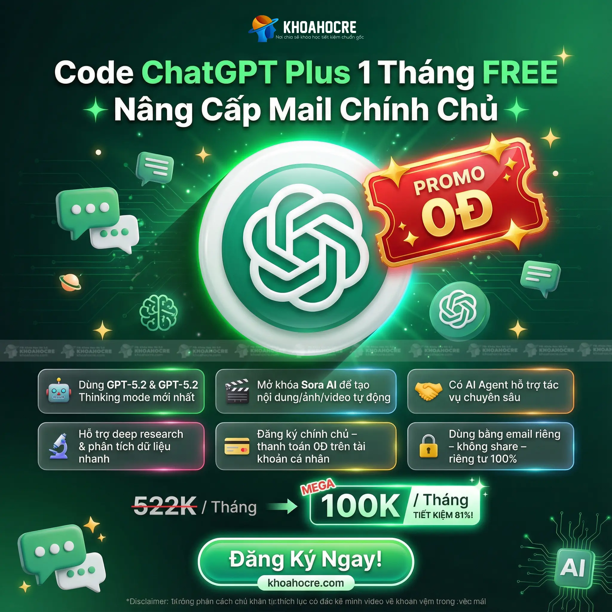 CODE ChatGPT Plus 1 Tháng FREE - Nâng Cấp Mail Chính Chủ 0Đ
