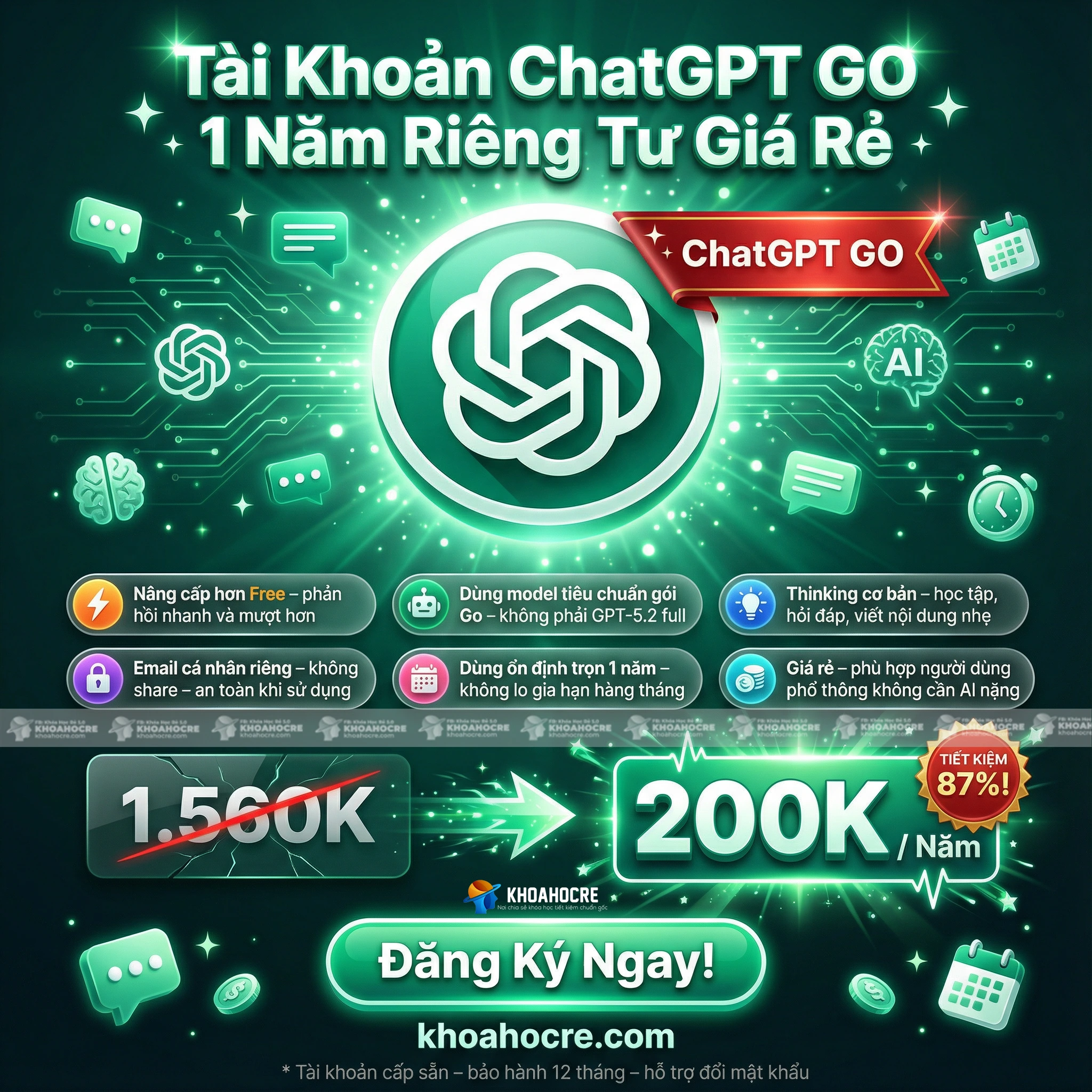 Tài Khoản ChatGPT Go 1 Năm Riêng Tư Giá Rẻ Tài Khoản ChatGPT Go 1 Năm Riêng Tư Giá Rẻ