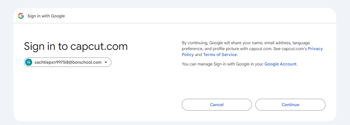 Cho phép CapCut truy cập