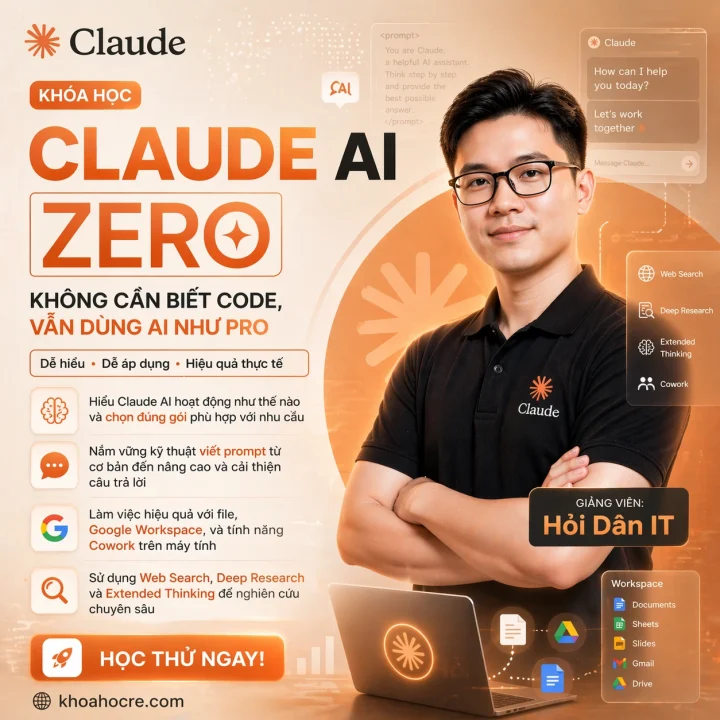 Khóa Học Claude AI Zero – Không Cần Biết Code, Dùng AI Như Pro