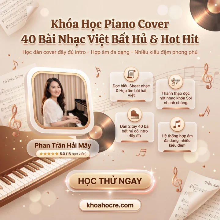 Khóa Học Piano Cover: 40 Bài Nhạc Việt Bất Hủ & Hot Hit Cùng Hải Mây