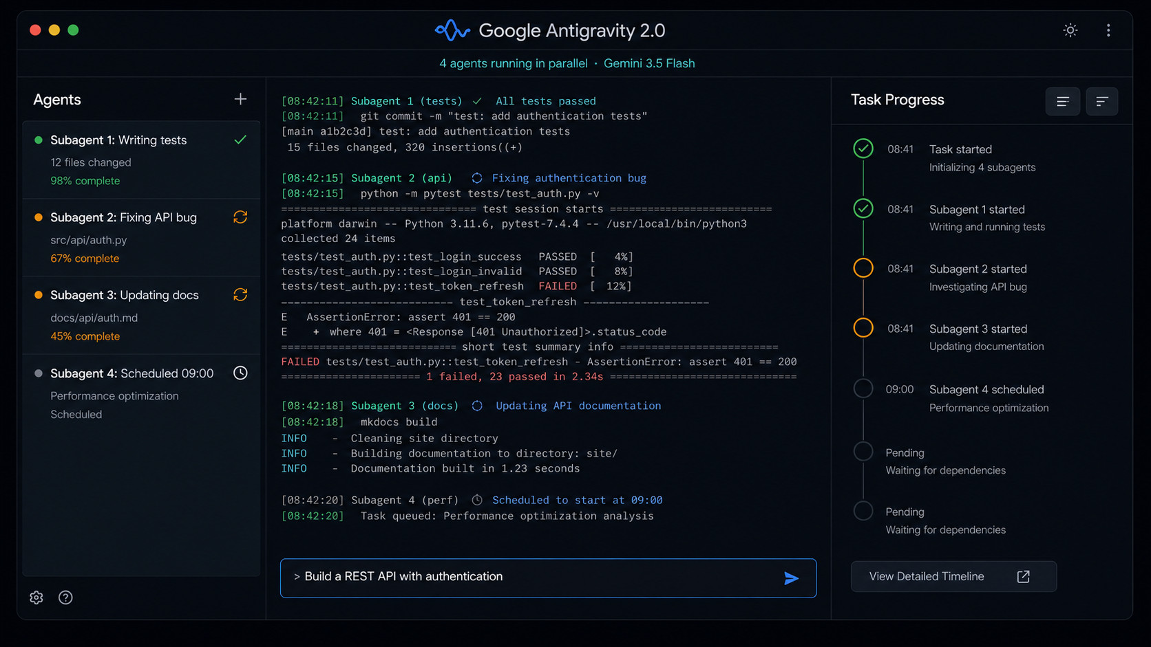 Google Antigravity 2.0 desktop app – dynamic subagents song song, scheduled tasks, voice commands trong agent-first development platform