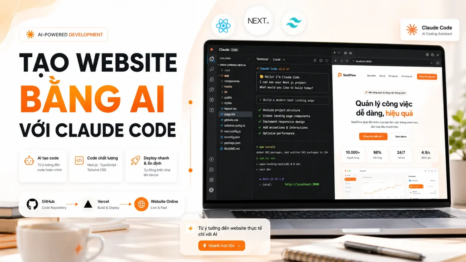 Tạo Website Bằng AI Miễn Phí Với Claude Code — Hướng Dẫn Từ A-Z Cho Người Không Biết Code