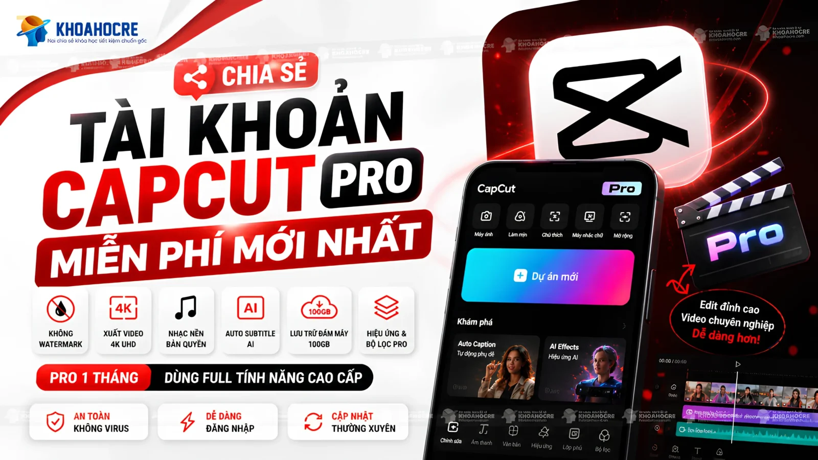 Chia Sẻ Tài Khoản CapCut Pro Miễn Phí Mới Nhất