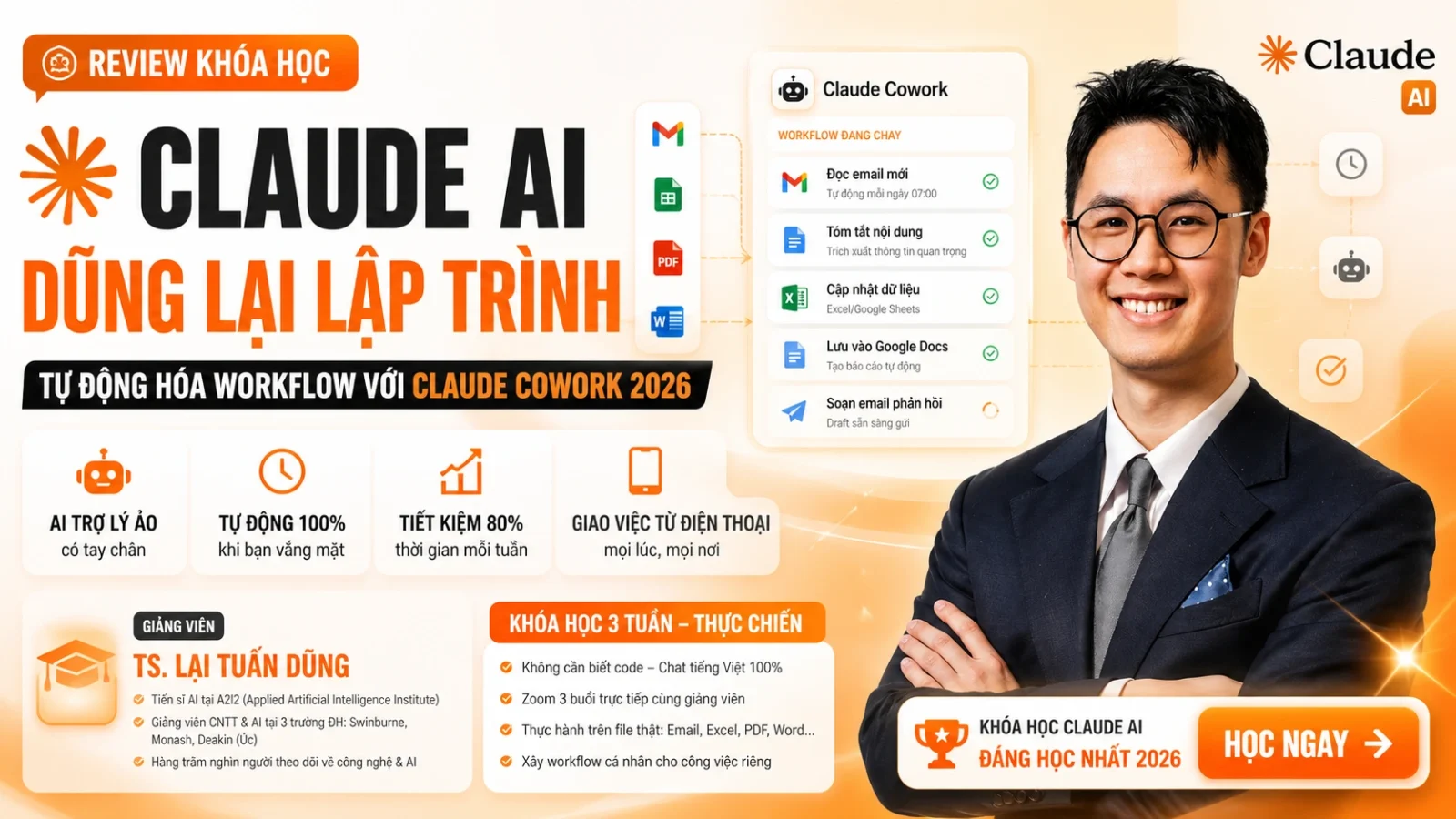 Review Khóa Học Dũng Lại Lập Trình: Học Claude AI Tự Động Hóa Workflow