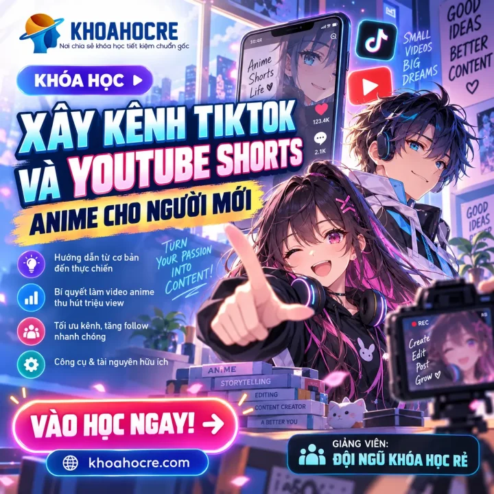 Khóa Học Xây Kênh TikTok và YouTube Shorts Anime