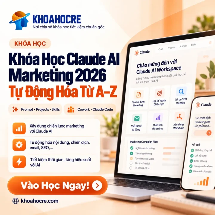 Khóa Học Claude AI Marketing 2026 – Tự Động Hóa Từ A–Z Khóa Học Claude AI Marketing 2026 – Tự Động Hóa Từ A–Z