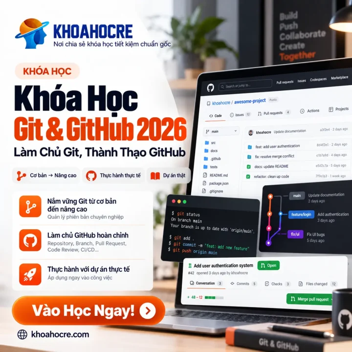 Khóa Học Git & GitHub 2026 – Làm Chủ Git, Thành Thạo GitHub